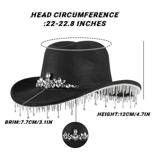 2457 Womens Rhinestone Cowboy Hat Wide Brim Diamond-glitter-western-cowgirl main image 7